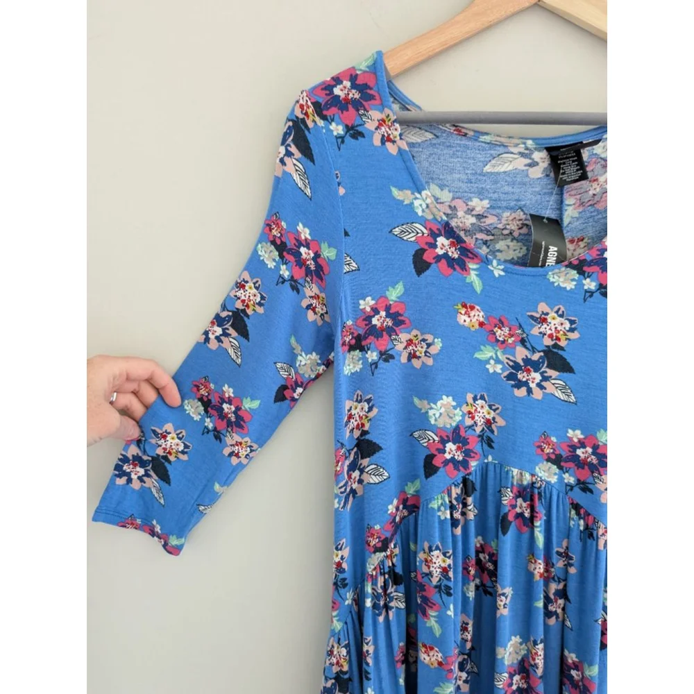 NWT Agnes & Dora Jersey Knit Stretchy Boho Floral Casual Dress Size XS - Picture 3 of 7